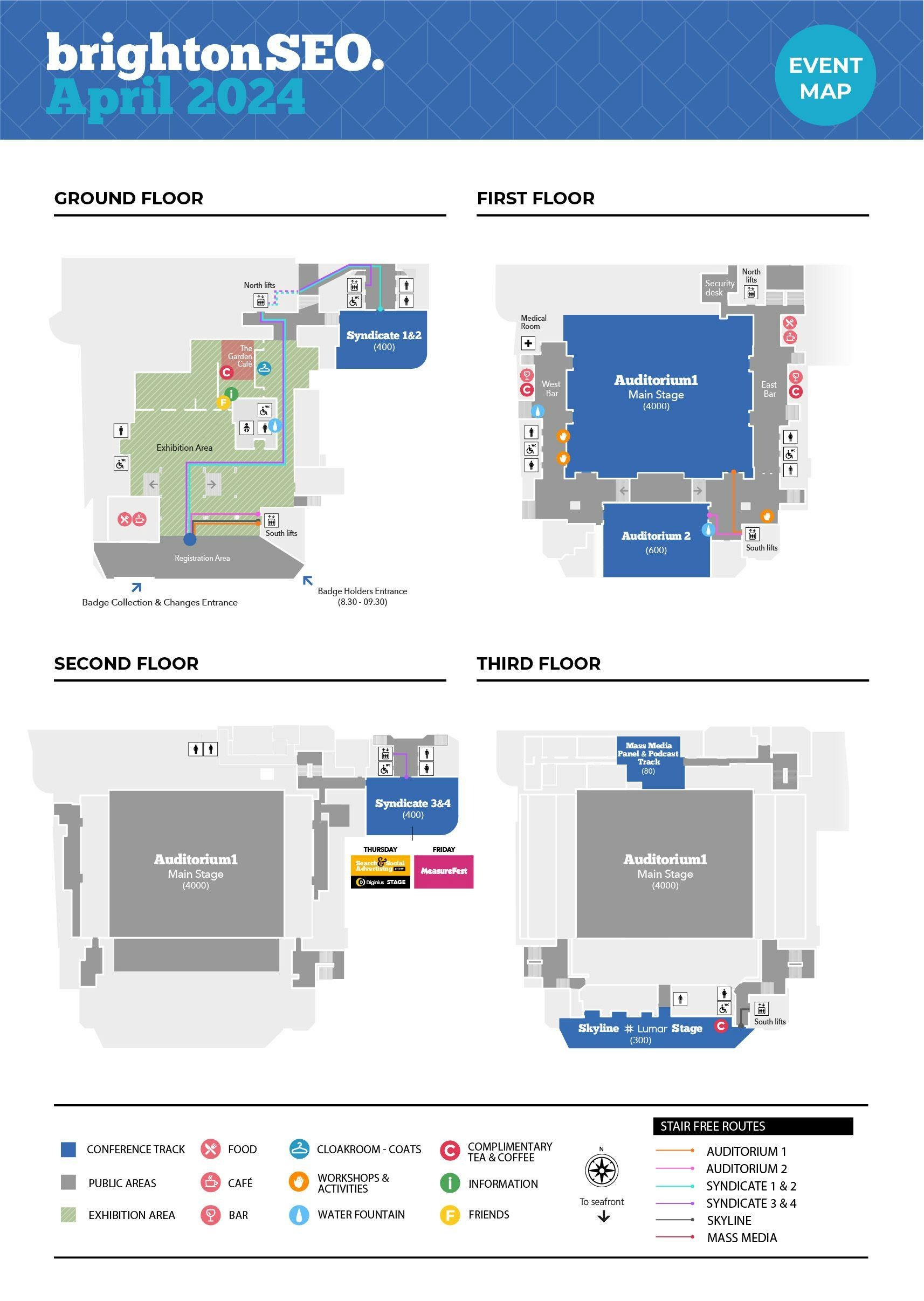 Stair-free access routes for brightonSEO at the Brighton Centre